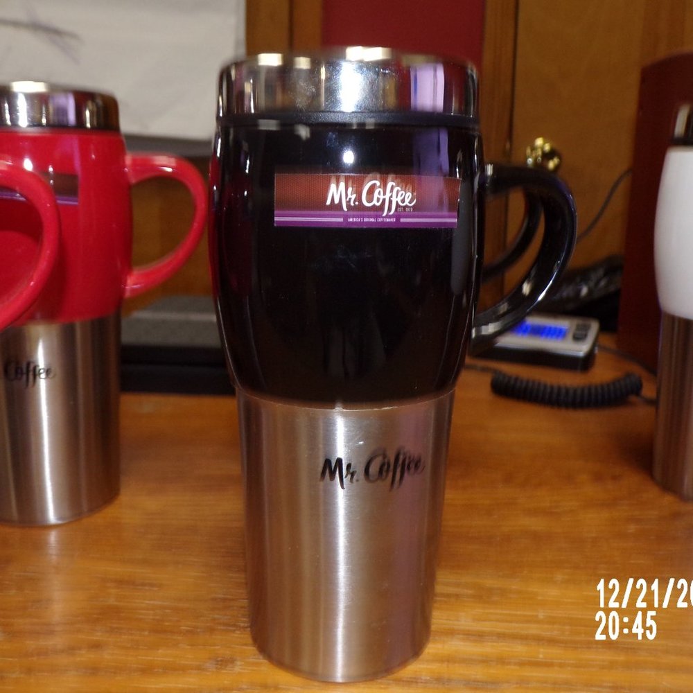 Mr. Coffee Commuter Travel Mug Black Ceramic Lid Thermal Coffee Mug New